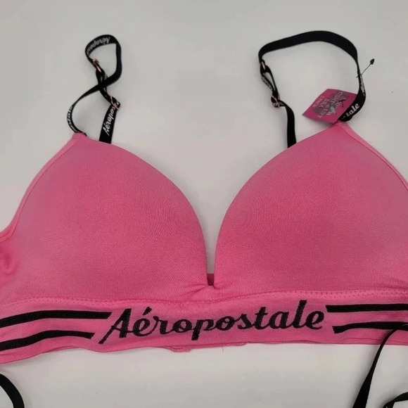 NWT Pack of 2 Aeropostale Gray Pink Black Wireless Smooth Center Lift Bra Sz 38C - Picture 6 of 11